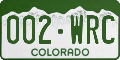 CO license plate 002WRC