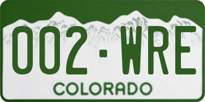 CO license plate 002WRE