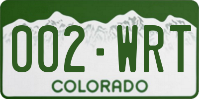 CO license plate 002WRT