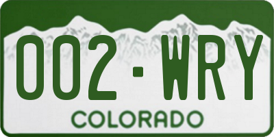 CO license plate 002WRY