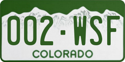 CO license plate 002WSF