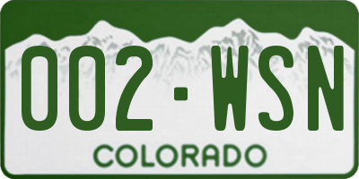 CO license plate 002WSN