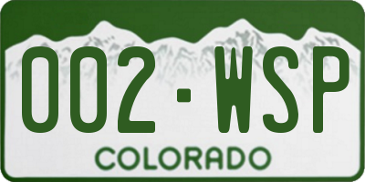 CO license plate 002WSP