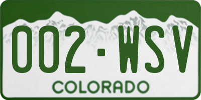 CO license plate 002WSV