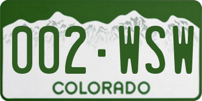 CO license plate 002WSW