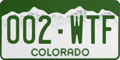 CO license plate 002WTF