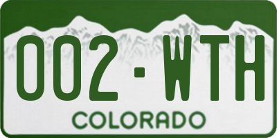 CO license plate 002WTH