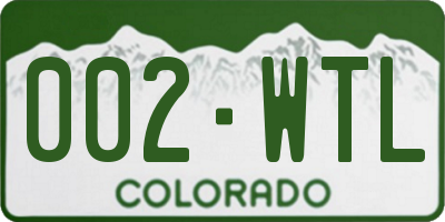CO license plate 002WTL