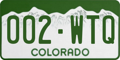 CO license plate 002WTQ