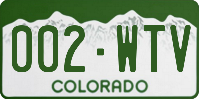 CO license plate 002WTV