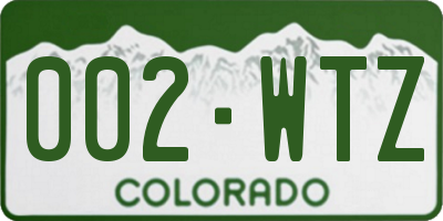 CO license plate 002WTZ