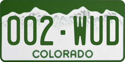 CO license plate 002WUD