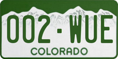 CO license plate 002WUE
