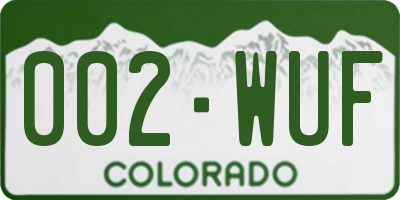 CO license plate 002WUF