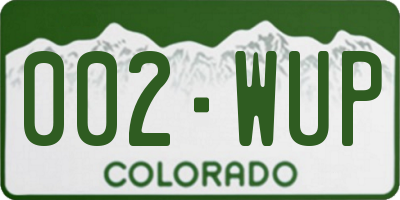 CO license plate 002WUP