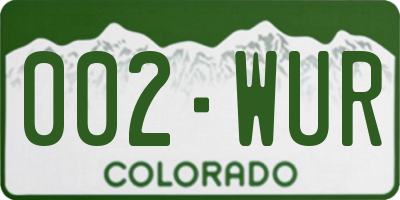CO license plate 002WUR