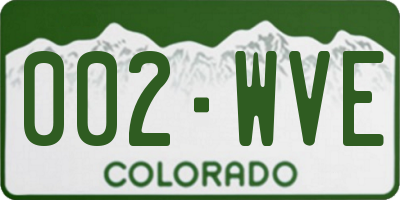 CO license plate 002WVE