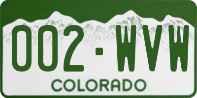 CO license plate 002WVW