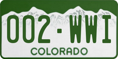 CO license plate 002WWI