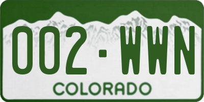 CO license plate 002WWN