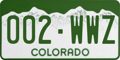 CO license plate 002WWZ