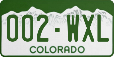 CO license plate 002WXL