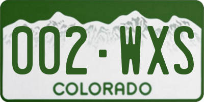 CO license plate 002WXS