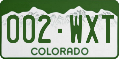 CO license plate 002WXT