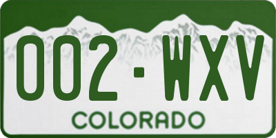 CO license plate 002WXV