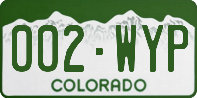 CO license plate 002WYP