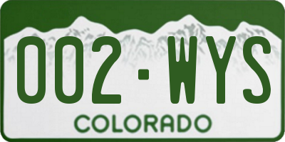 CO license plate 002WYS