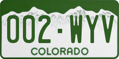 CO license plate 002WYV