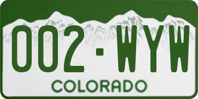 CO license plate 002WYW