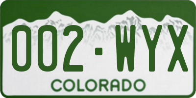 CO license plate 002WYX