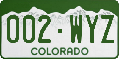 CO license plate 002WYZ