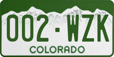 CO license plate 002WZK