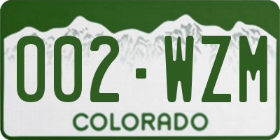 CO license plate 002WZM