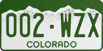 CO license plate 002WZX