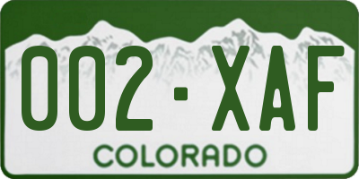 CO license plate 002XAF