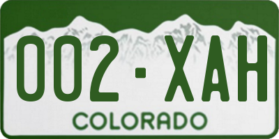 CO license plate 002XAH