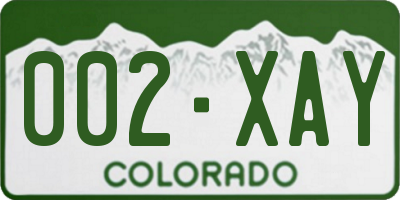 CO license plate 002XAY