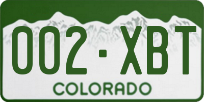 CO license plate 002XBT