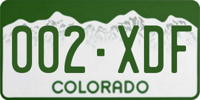 CO license plate 002XDF