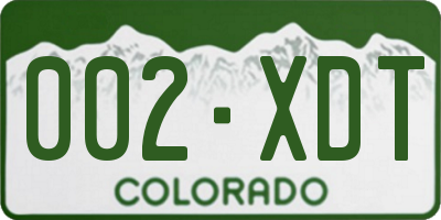 CO license plate 002XDT