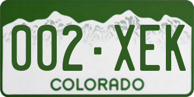 CO license plate 002XEK