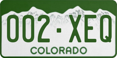CO license plate 002XEQ