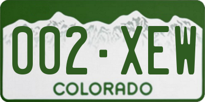 CO license plate 002XEW