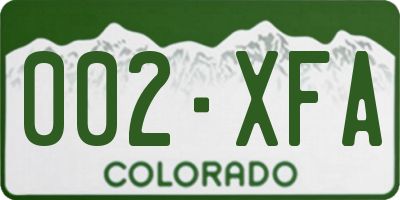 CO license plate 002XFA
