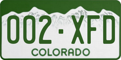 CO license plate 002XFD