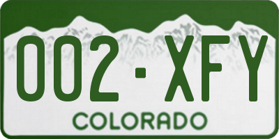 CO license plate 002XFY